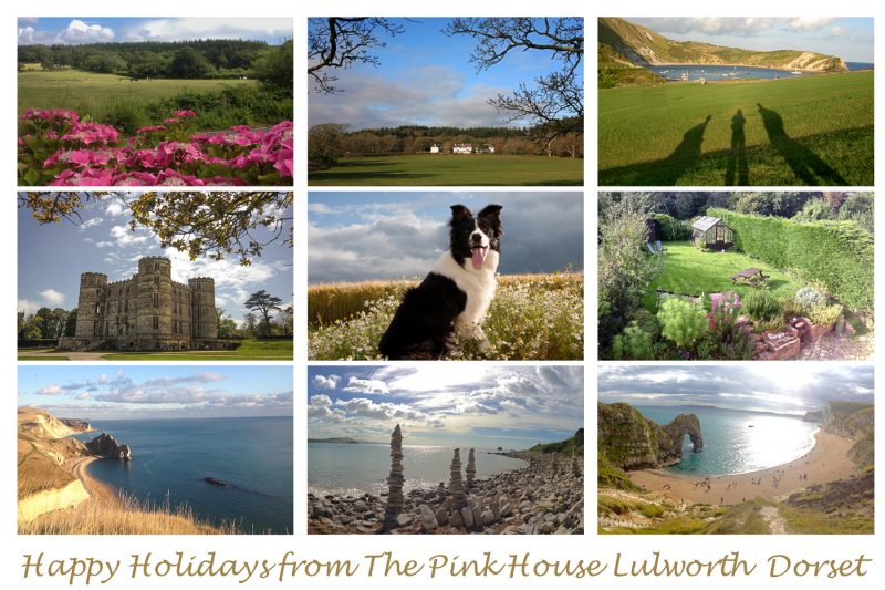 Happy Holidays postcard from The Pink House Lulworth