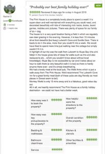 5 star review for The Pink House Lulworth Dorset