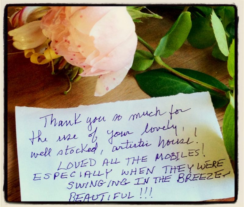 handwritten thankyou notes from holiday guests at The Pink House Lulworth Dorset